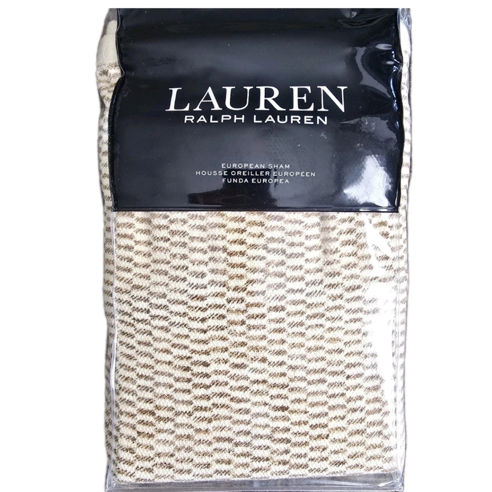 NEW-Lauren Ralph Lauren ISLA TEXTURE 1 One European Euro Sham Natural 26x26